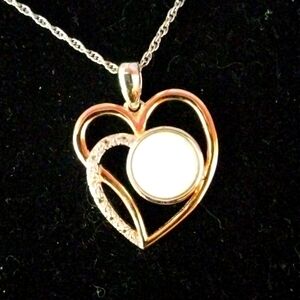 Sterling Silver Opal Heart  Necklace ....
